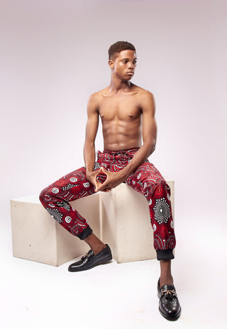 Red Swirl Ankara Jumper Pants